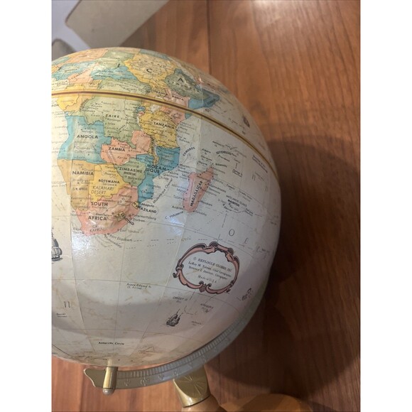 12" Raised Globe Hardwood Wood Base Replogle World Classic Series vintage style - Picture 4 of 5